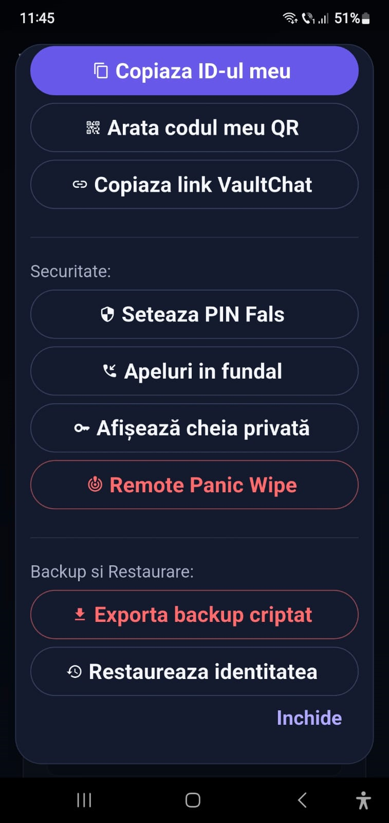 Setari securitate
